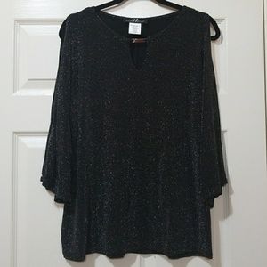 Midnight Velvet cold shoulder sparkle blouse